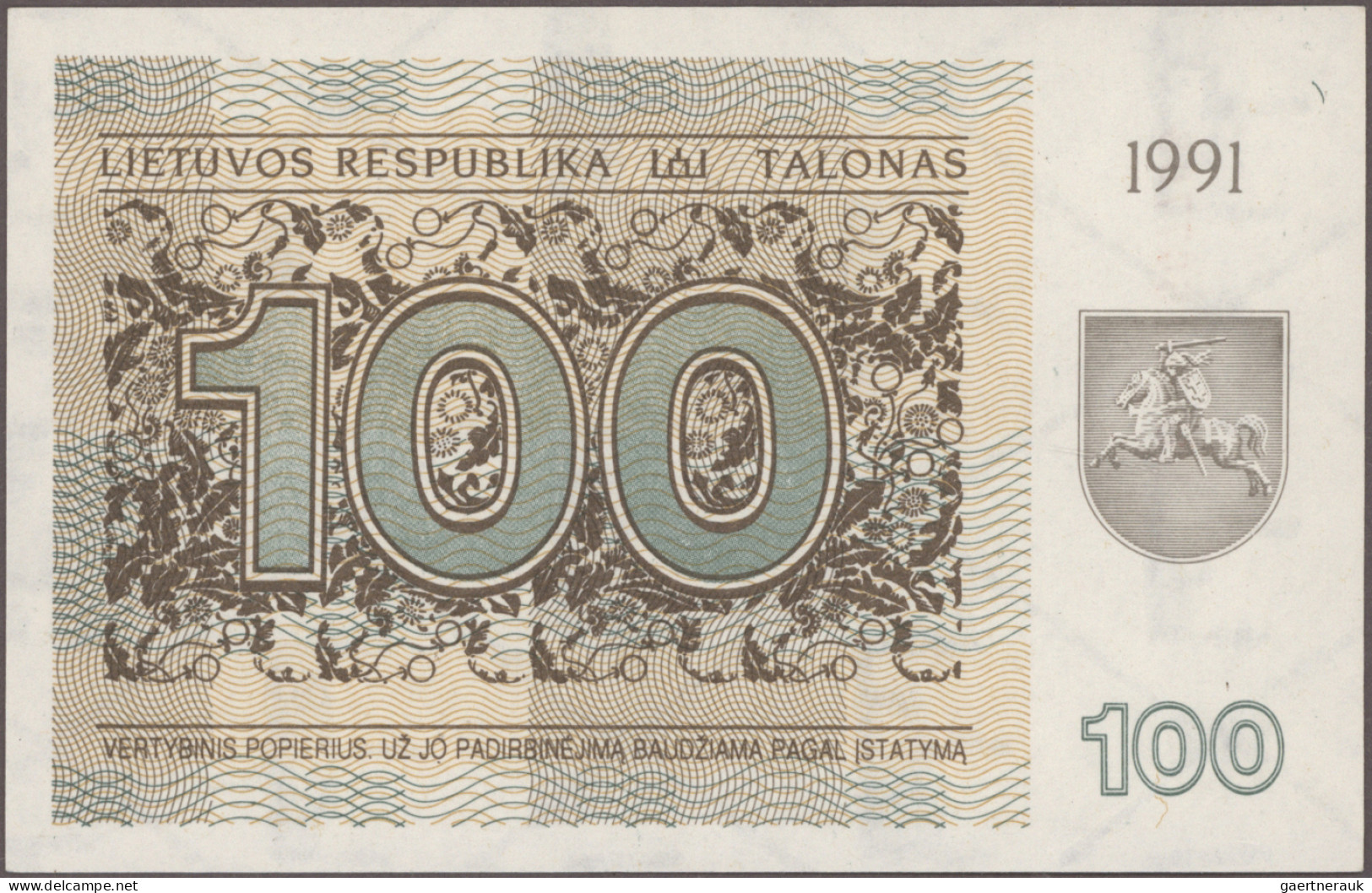 Lithuania: Lietuvos Respublika, Set With 16 Banknotes, 1991-1993 Series, Includi - Lithuania