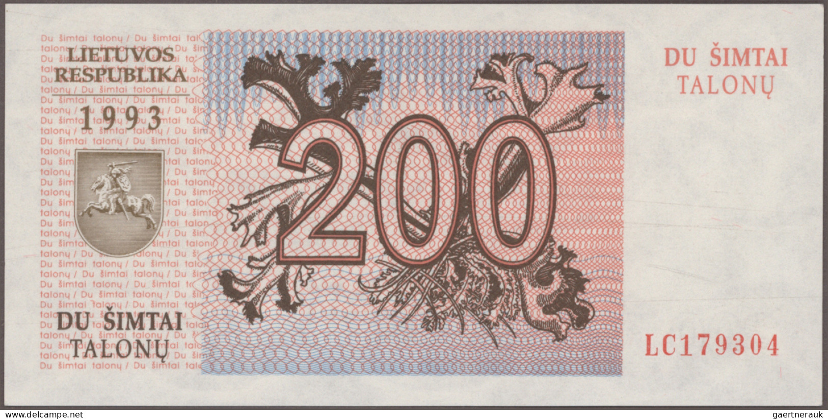 Lithuania: Lietuvos Respublika, set with 16 banknotes, 1991-1993 series, includi