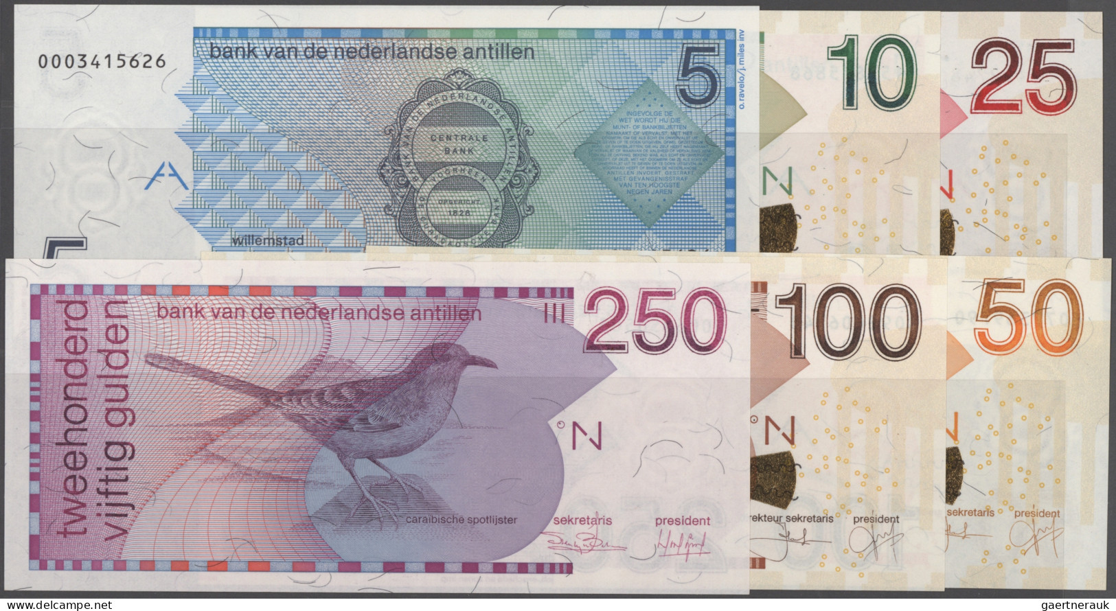 Netherlands Antilles: Bank Van De Nederlandse Antillen, Very Nice Set With 5, 10 - Netherlands Antilles (...-1986)