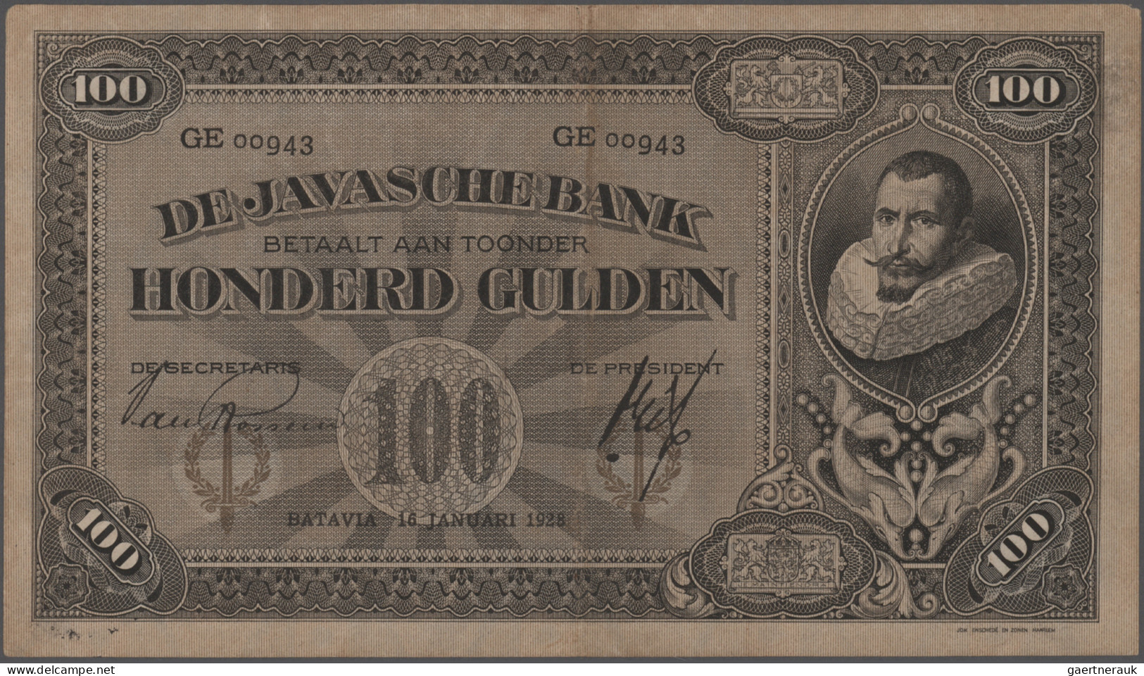 Netherlands Indies: De Javasche Bank, Lot With 3 Banknotes, 2x 25 Gulden 1927 An - Indes Néerlandaises