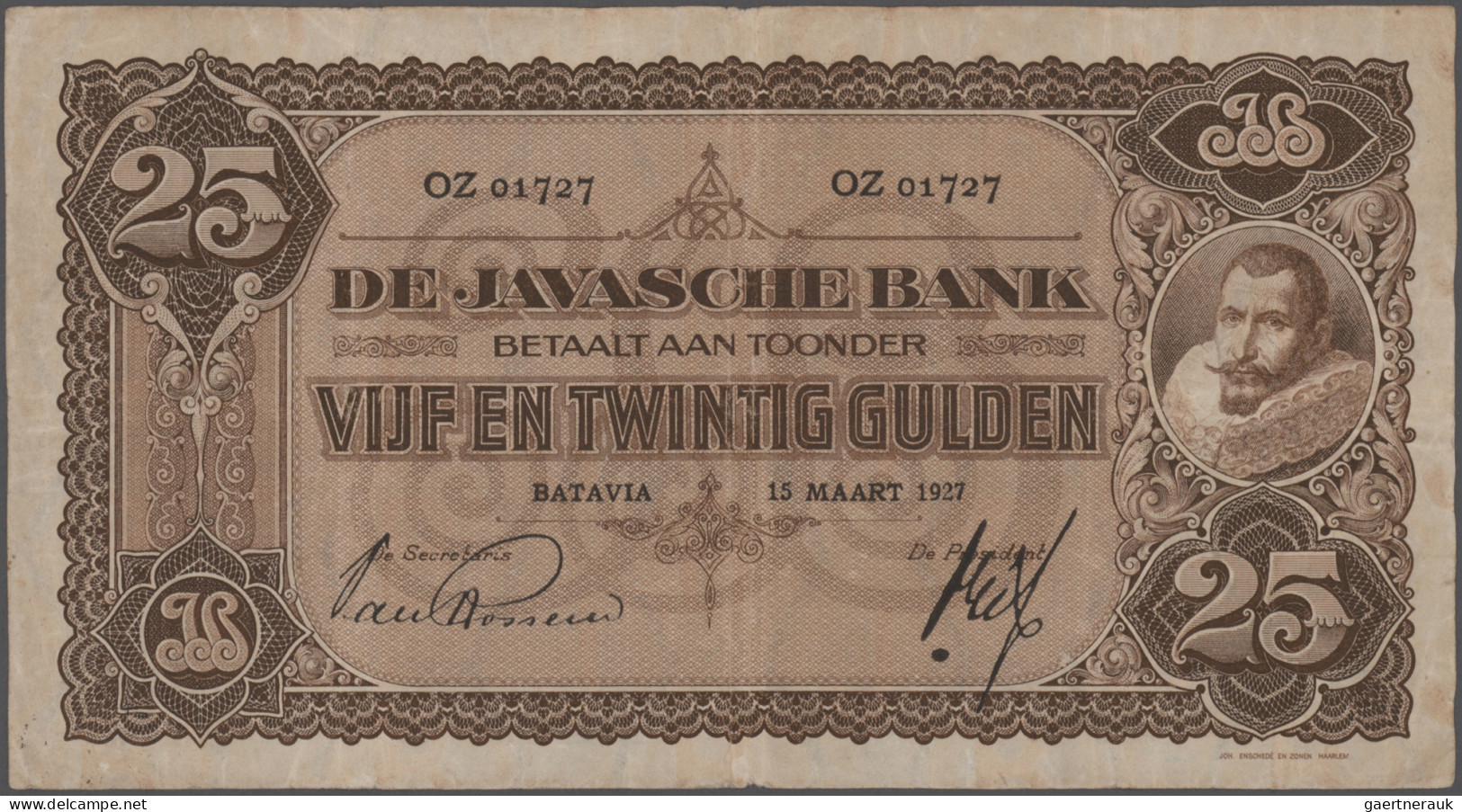 Netherlands Indies: De Javasche Bank, Lot With 3 Banknotes, 2x 25 Gulden 1927 An - Indie Olandesi