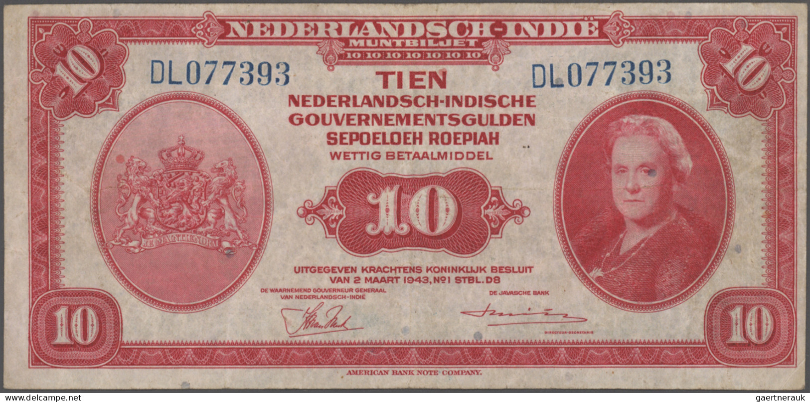 Netherlands Indies: Ministry Of Finance And Javasche Bank, Lot With 6 Banknotes, - Nederlands-Indië