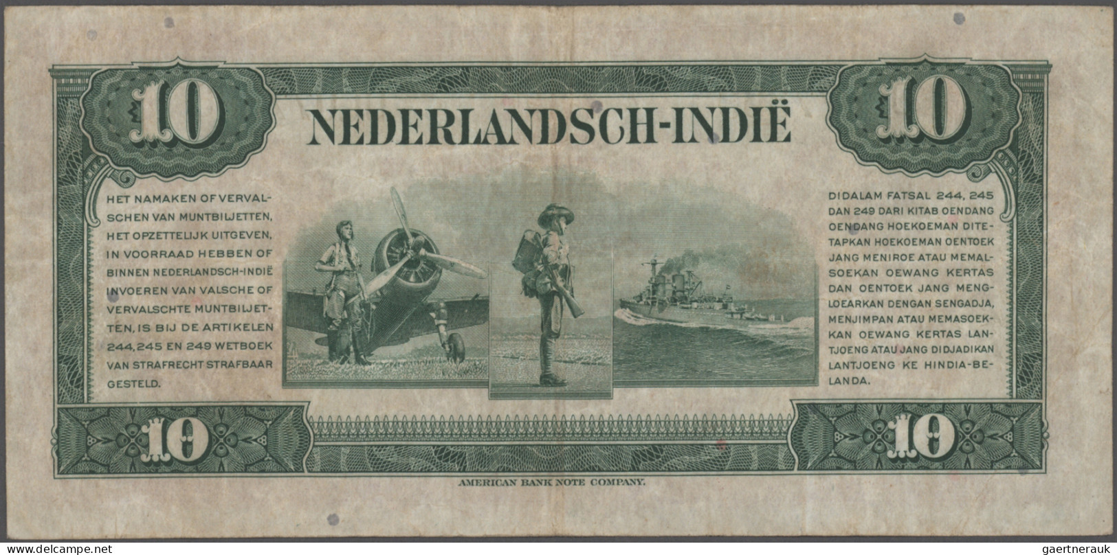 Netherlands Indies: Ministry Of Finance And Javasche Bank, Lot With 6 Banknotes, - Niederländisch-Indien