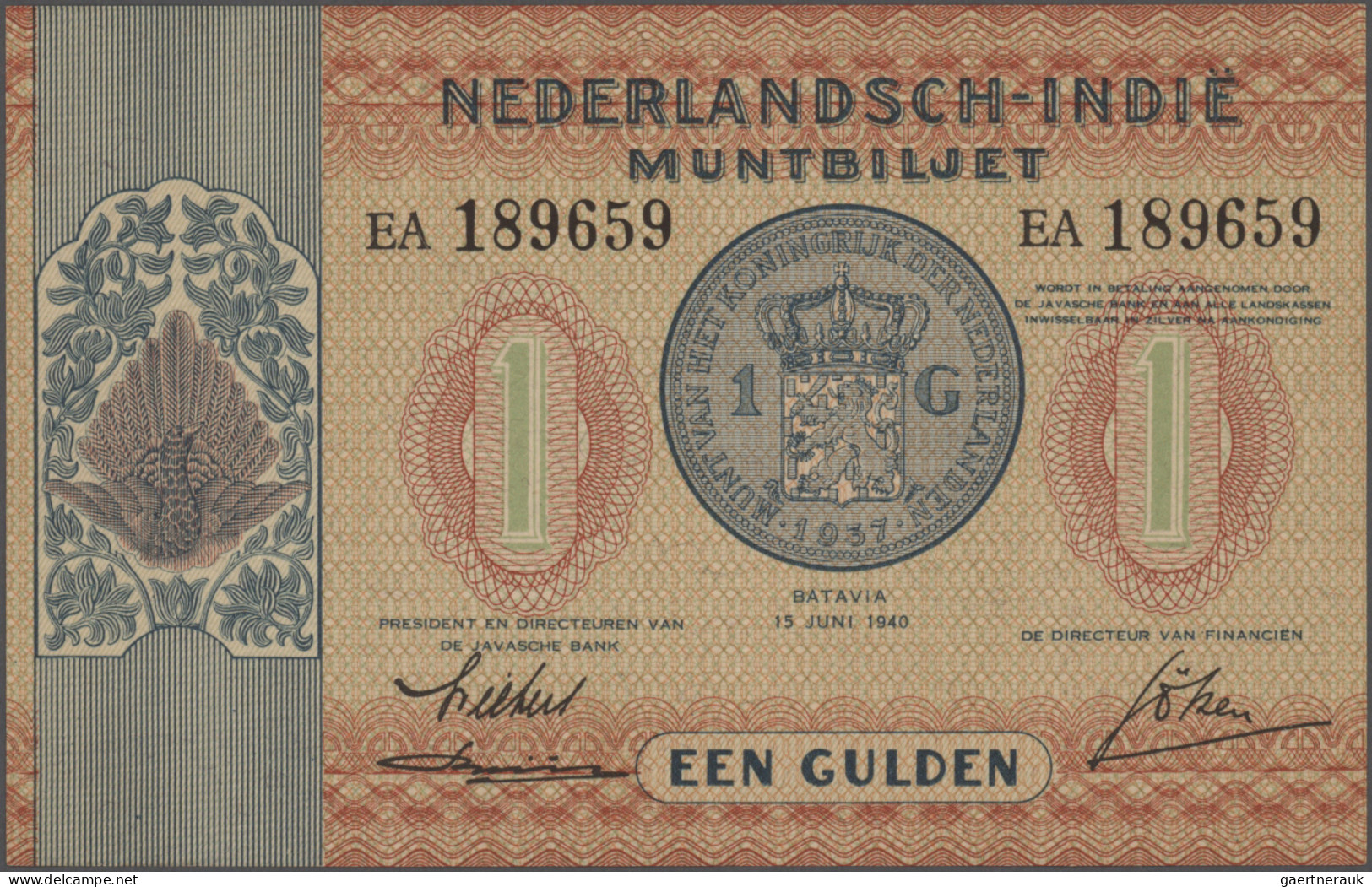 Netherlands Indies: Ministry of Finance and Javasche Bank, lot with 6 banknotes,