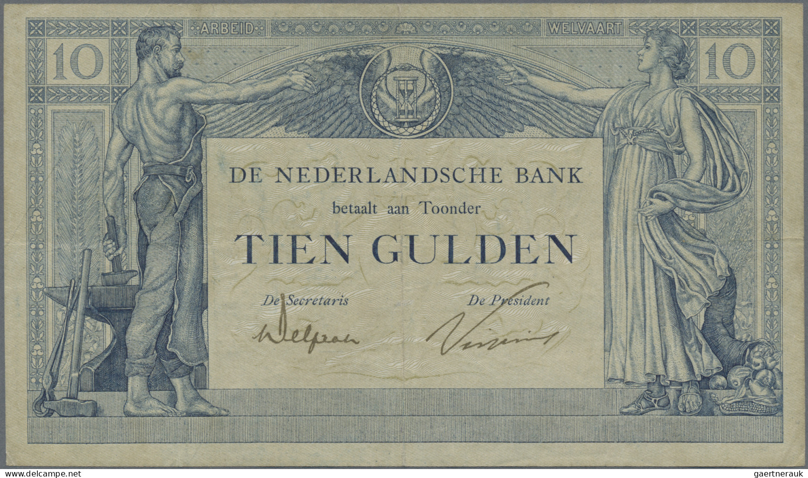 Netherlands: Nederlandsche Bank, 10 Gulden 28.03.1922, P.35, Very Nice With Stro - Sonstige & Ohne Zuordnung
