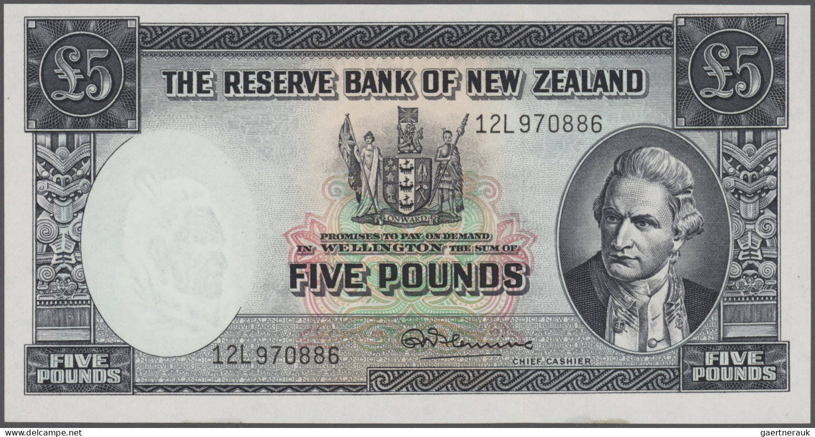 New Zealand: The Reserve Bank Of New Zealand 5 Pounds ND(1940-67), Signature Fle - Neuseeland