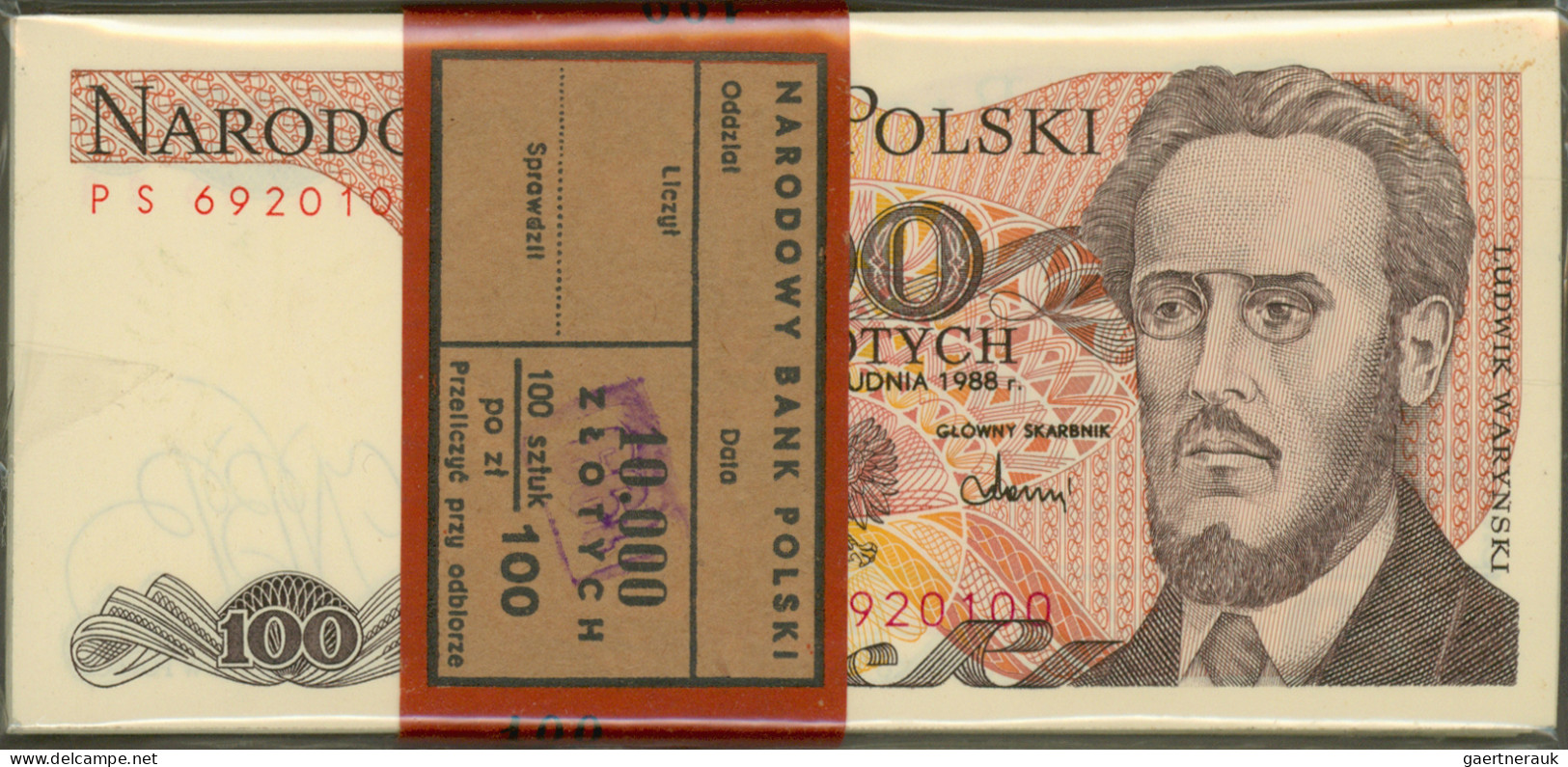 Poland - Bank Notes: Original Bundle With 100 Banknotes 100 Zlotych 1988, P.143e - Polonia
