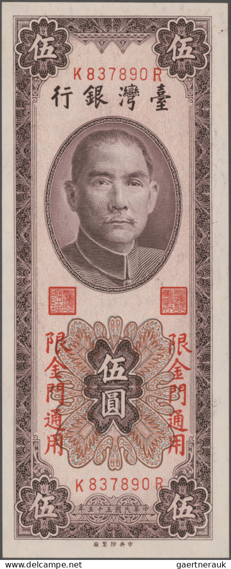 Taiwan: China – Bank of Taiwan, set with 9 banknotes, 1961-1999 series, with 1 Y