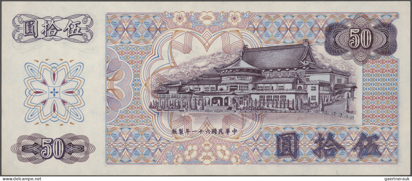 Taiwan: China – Bank of Taiwan, set with 9 banknotes, 1961-1999 series, with 1 Y