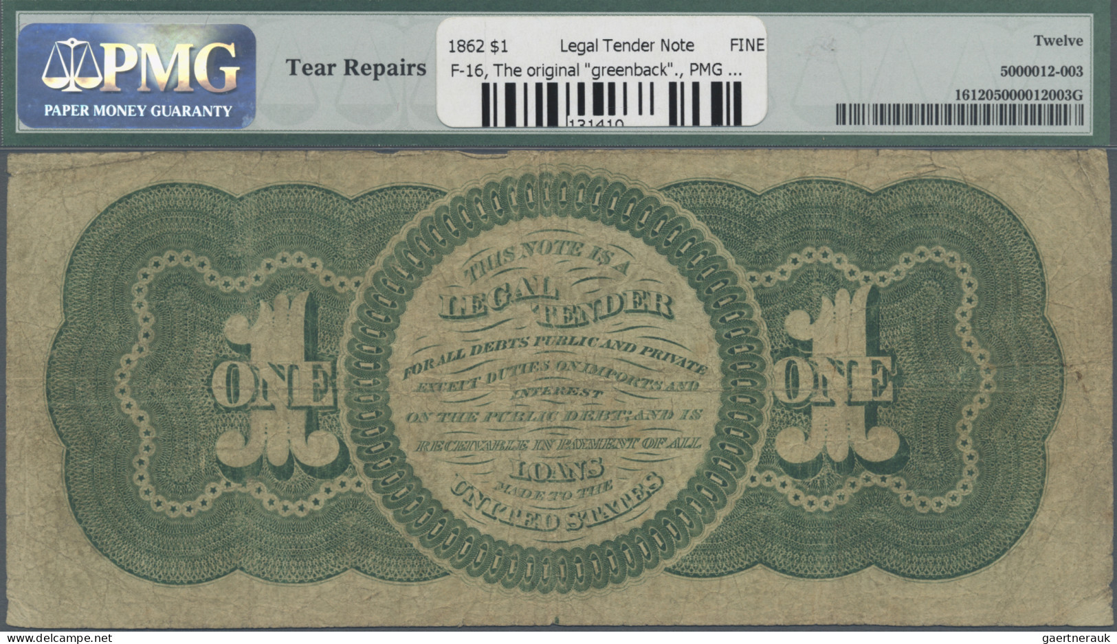 United States Of America: United States Treasury, 1 Dollar Legal Tender Note 186 - Other & Unclassified