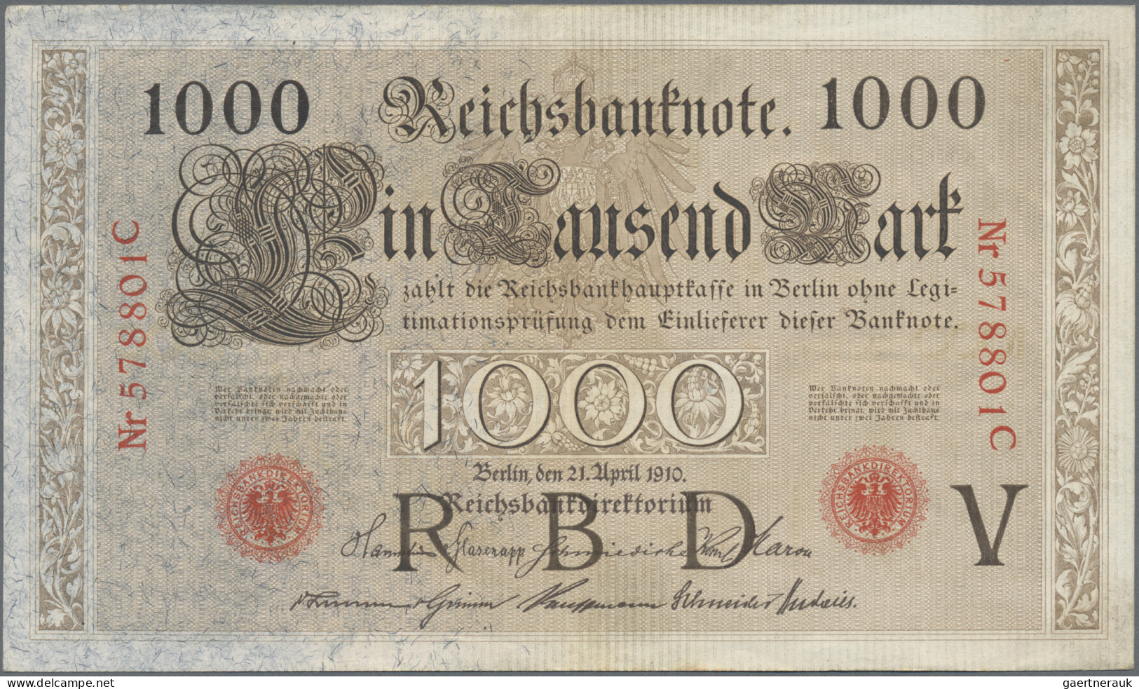 Deutschland - Deutsches Reich Bis 1945: Kleines Lot Reichsbanknoten, 1910-1918, - Andere & Zonder Classificatie