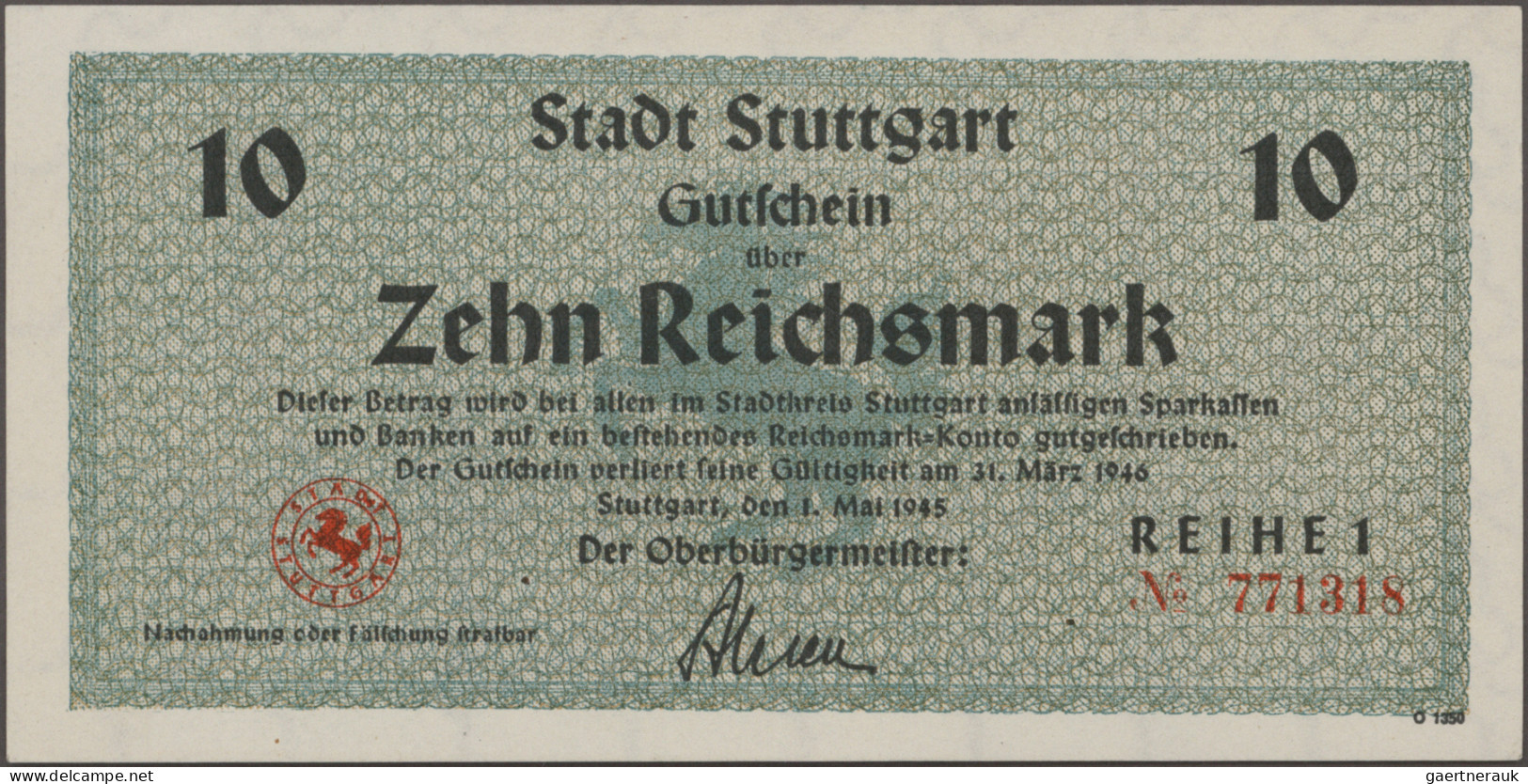 Deutschland - Alliierte Miltärbehörde + Ausgaben 1945-1948: Stuttgart, Stadt, 1,