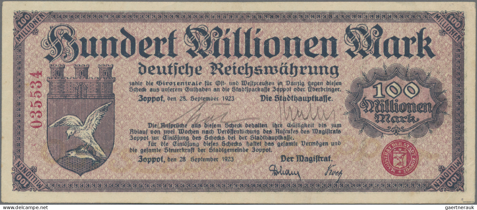 Deutschland - Nebengebiete Deutsches Reich: Zoppot, Magistrat, Lot mit 6 Notgeld