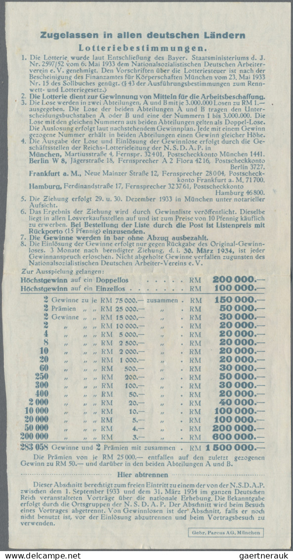 Deutschland - Sonstige: Kleines Lot 5 Stück, Dabei: 3 X Geldlotterie Der NSDAP F - Other & Unclassified