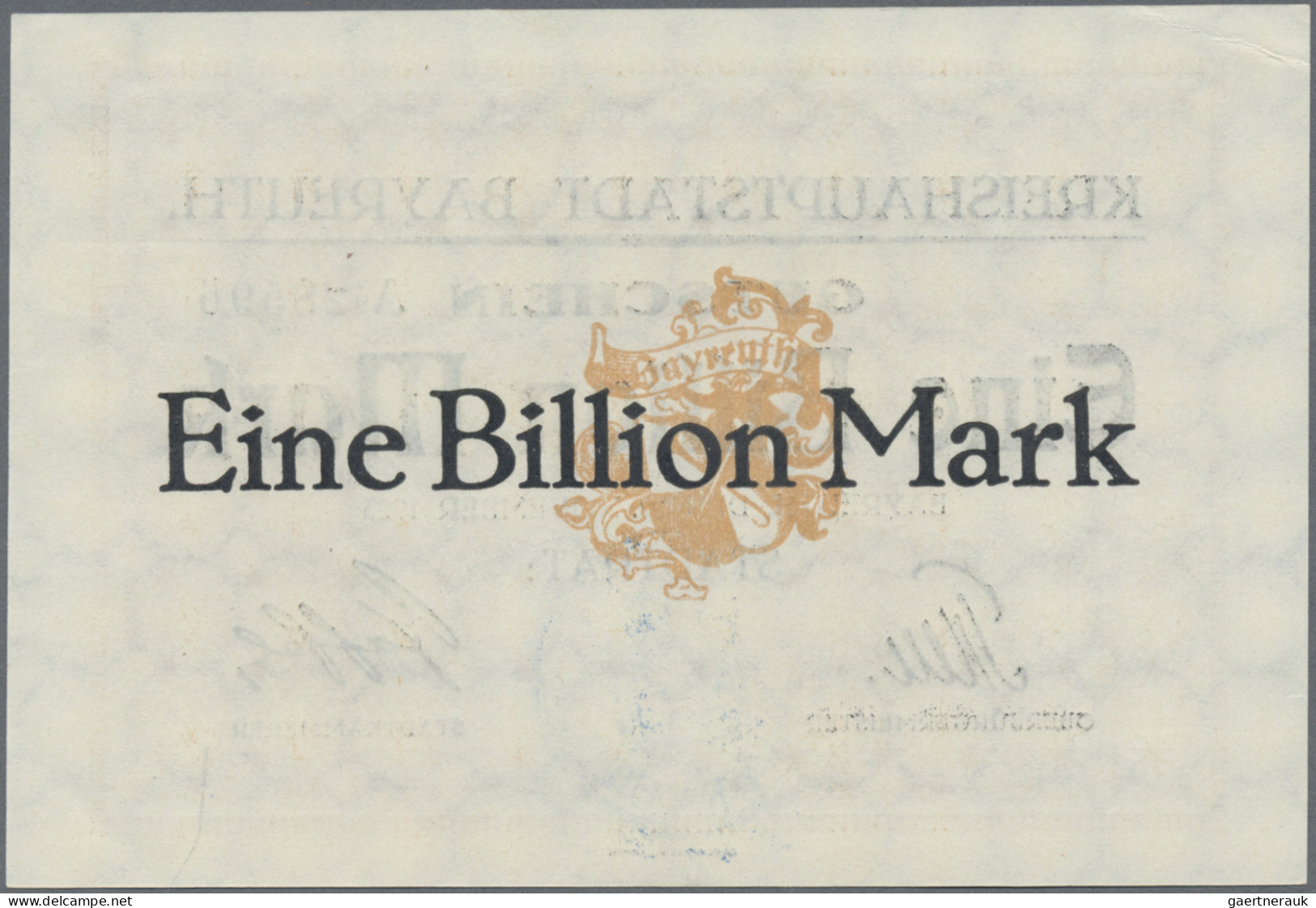 Deutschland - Notgeld - Bayern: Bayreuth, Stadt, 1 Mio. Mark, 17.8.1923, Erh. II - Lokale Ausgaben