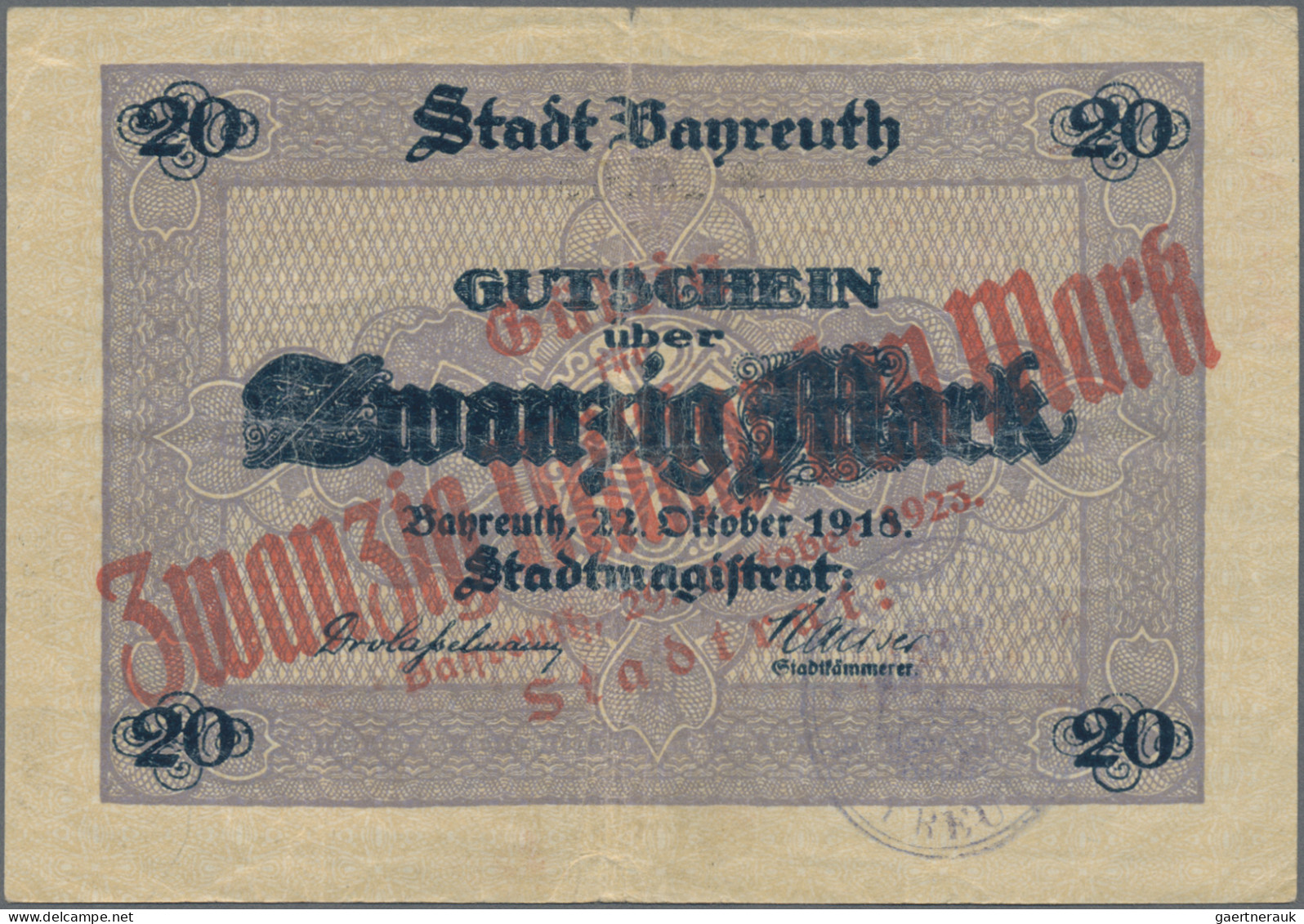 Deutschland - Notgeld - Bayern: Bayreuth, Stadt, 1 Mio. Mark, 17.8.1923, Erh. II - Lokale Ausgaben