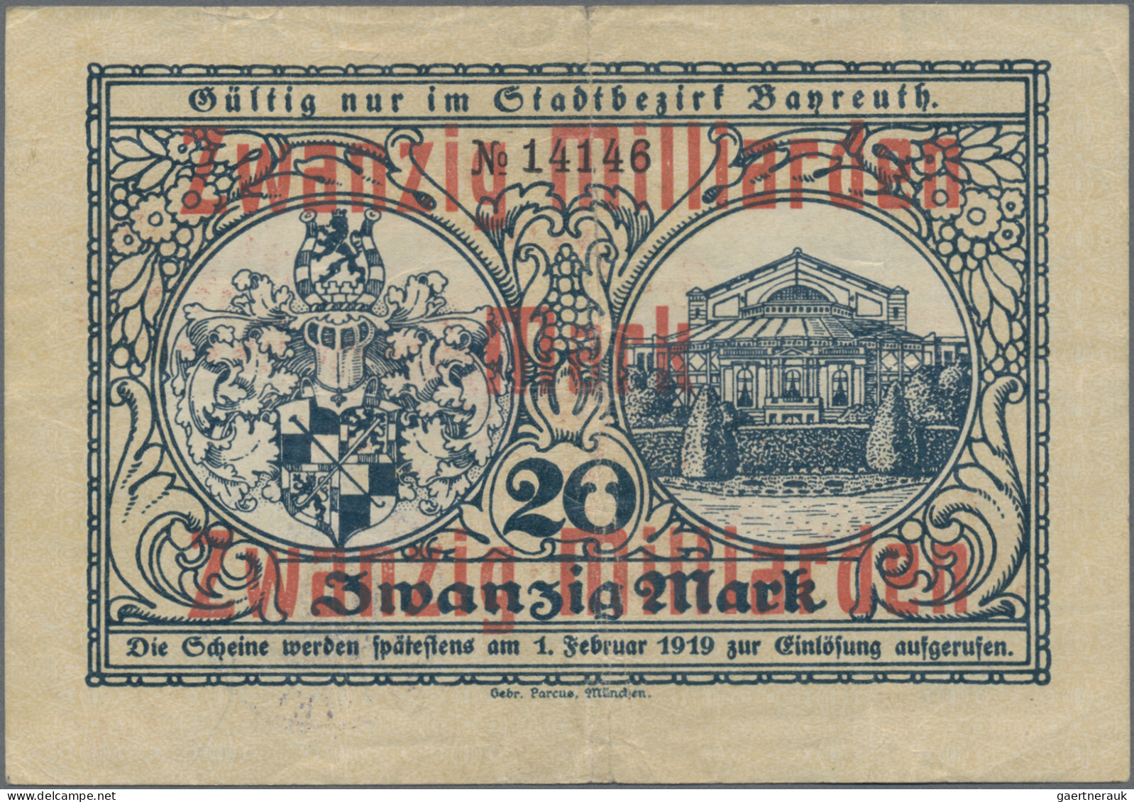 Deutschland - Notgeld - Bayern: Bayreuth, Stadt, 1 Mio. Mark, 17.8.1923, Erh. II - Lokale Ausgaben