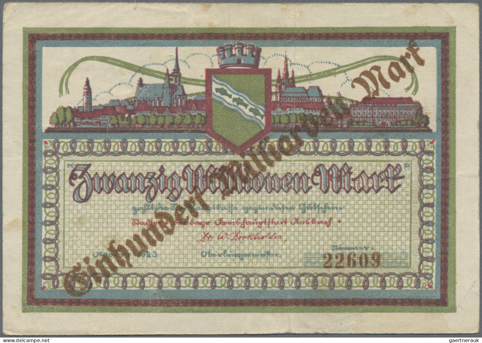 Deutschland - Notgeld - Bayern: Bayreuth, Stadt, 1 Mio. Mark, 17.8.1923, Erh. II