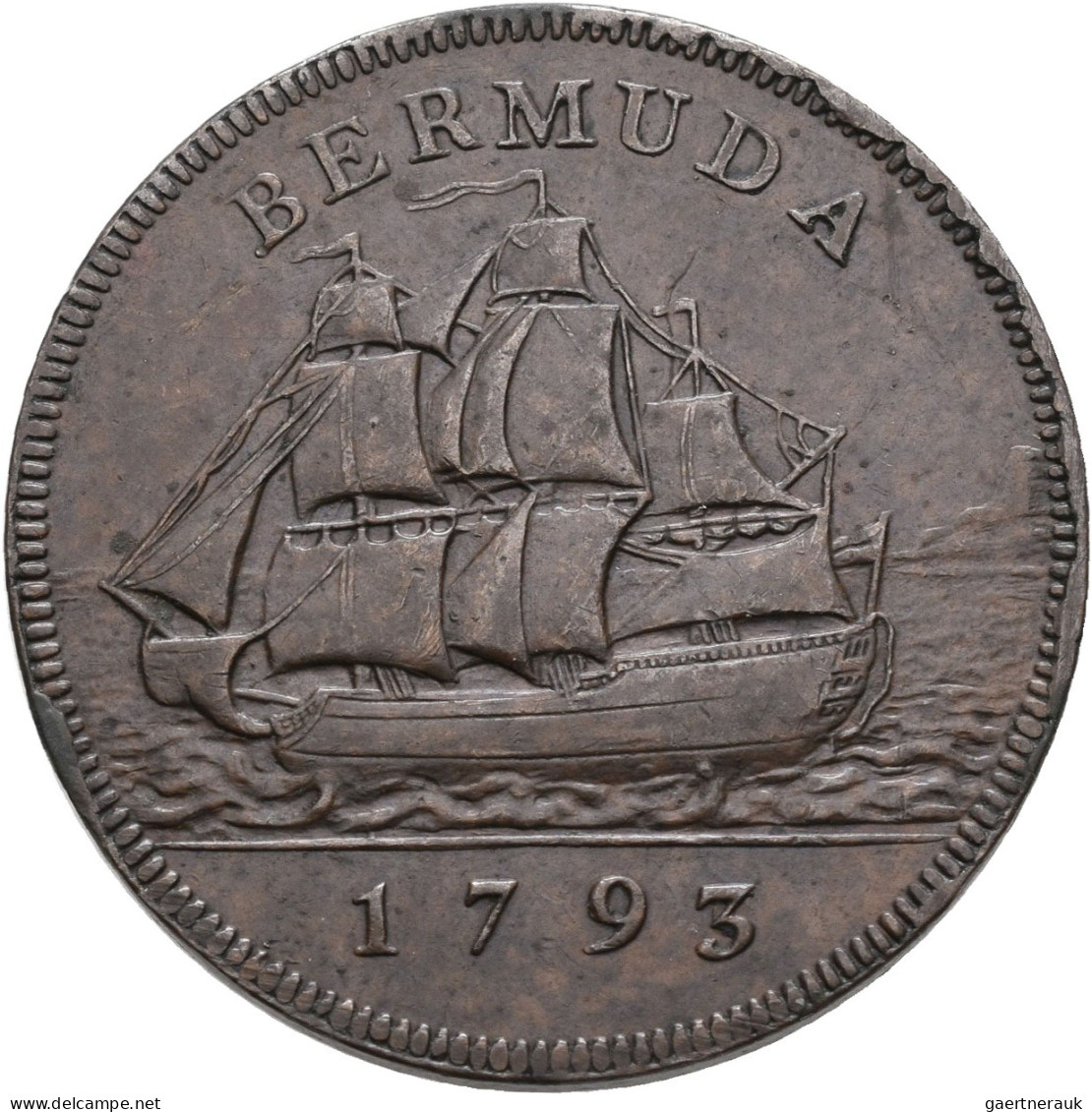 Bermuda Inseln: Britische Kolonie, Georg III. 1760-1820: Penny 1793 Soho. Segels - Andere & Zonder Classificatie
