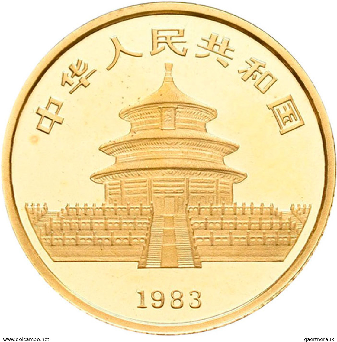 China - Volksrepublik - Anlagegold: 10 Yuan 1983, Panda. 1/10 OZ (3,1 G), 999/10 - Chine