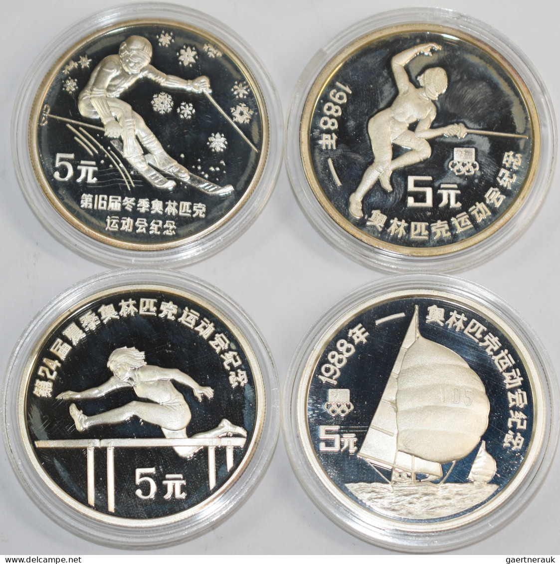 China - Volksrepublik: Sport Auf Münzen, Olympiade Calgary Und Seoul, 4 Münzen Z - China