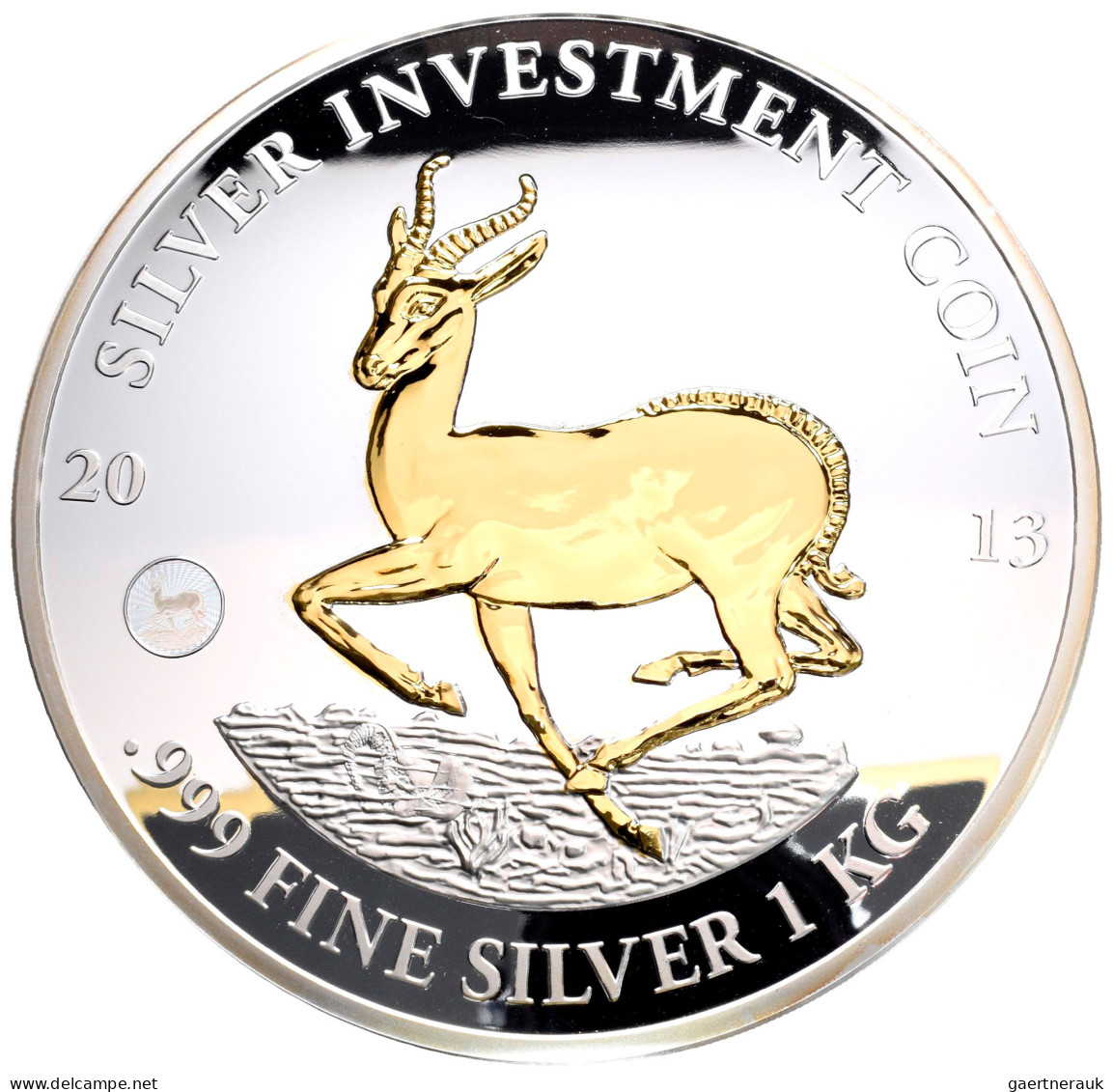 Gabun: 10.000 Francs 2013 Springbok Aus Der Serie Silver Investment Coin Deluxe - Gabun