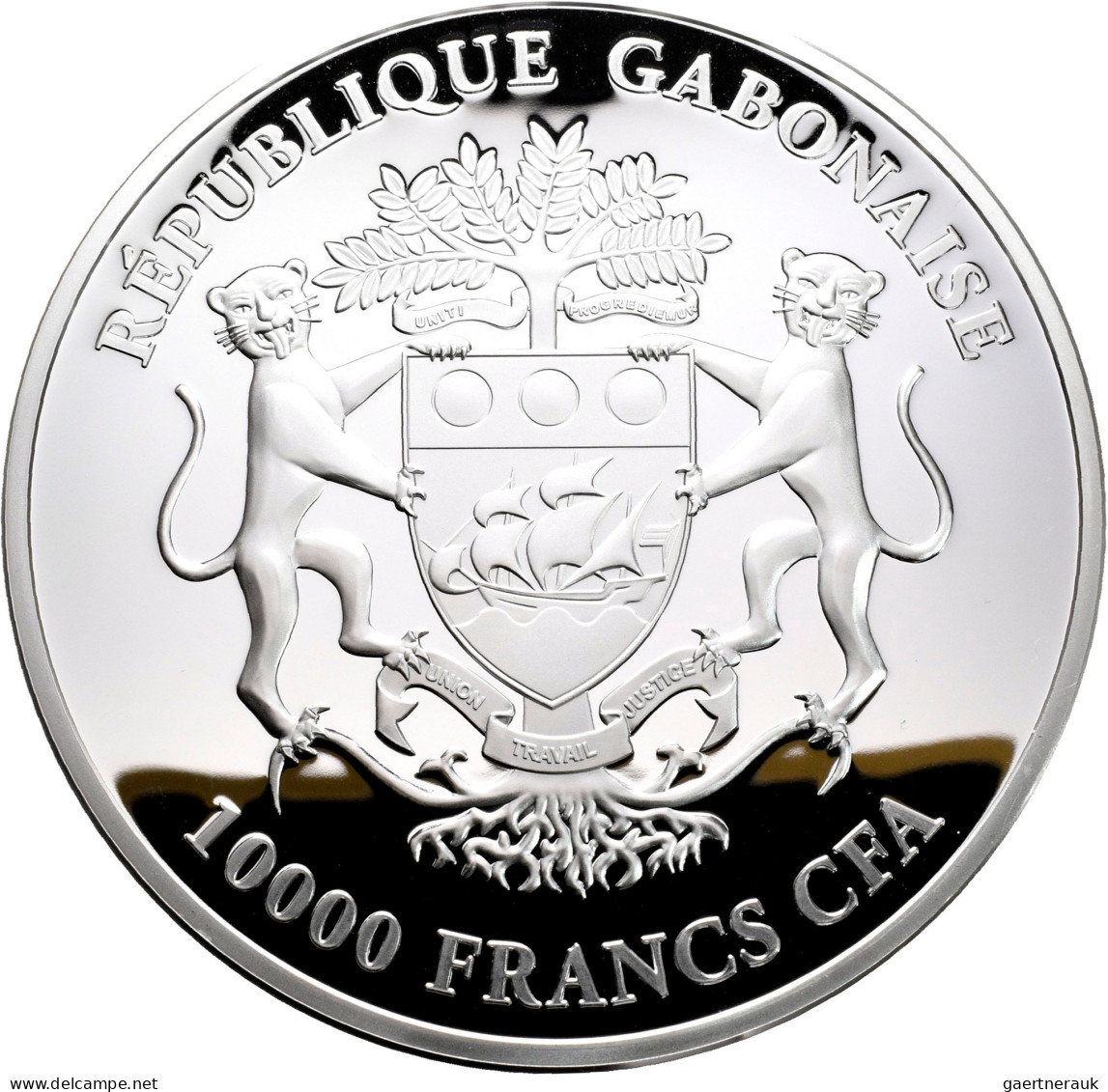 Gabun: 10.000 Francs 2013 Springbok Aus Der Serie Silver Investment Coin Deluxe - Gabun