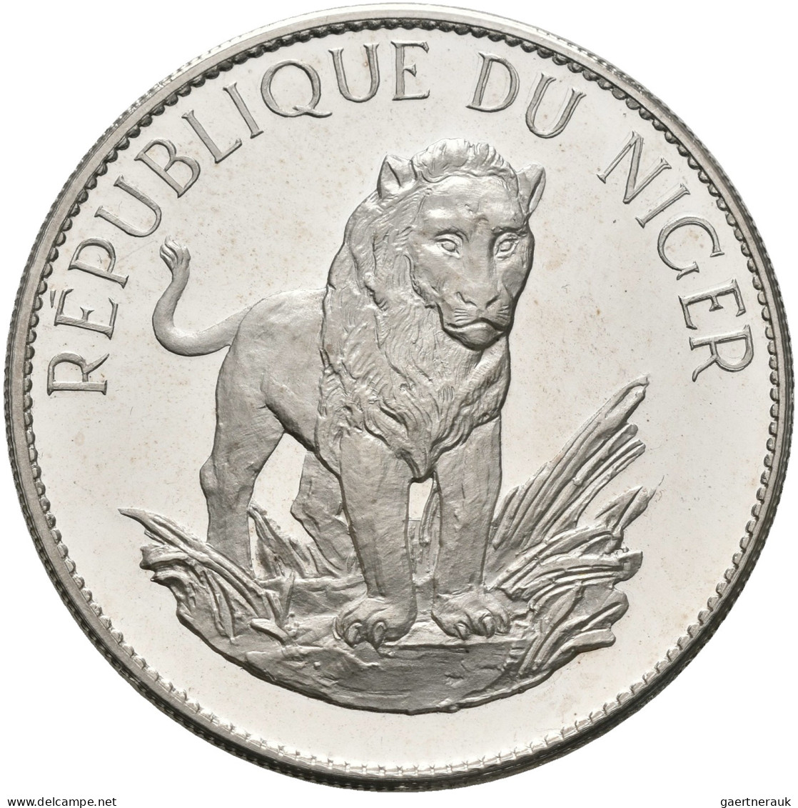 Niger: 10 Francs 1968, Löwe. Probe / Essai In Doppelter Dicke (Piedfort). 39,14g - Niger