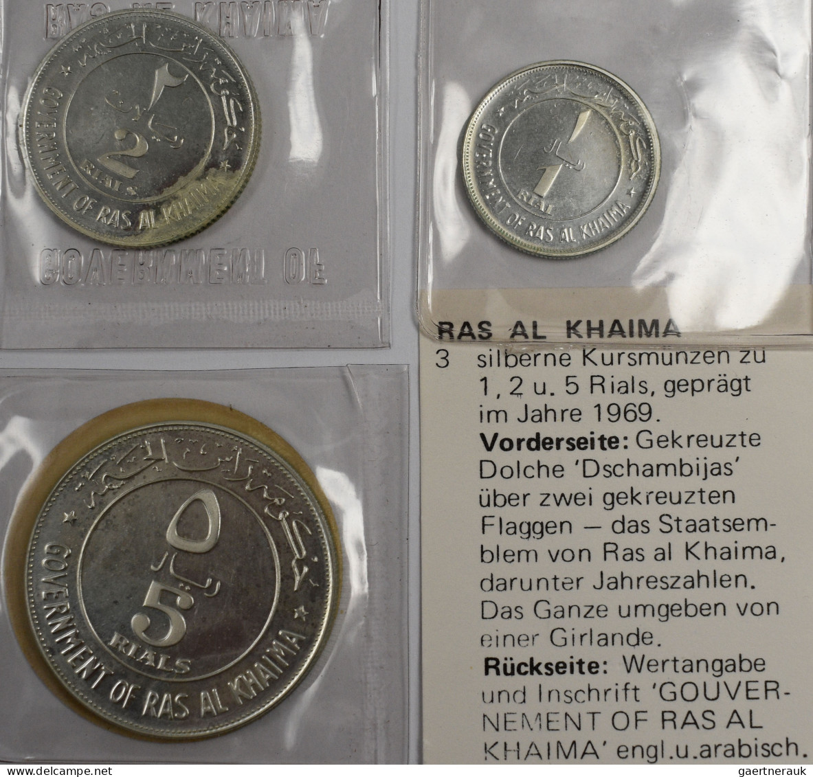 Vereinigte Arabische Emirate: Ras Al Khaima: 1, 2 Und 5 Riyals 1969 / 1389 (auf - Verenigde Arabische Emiraten