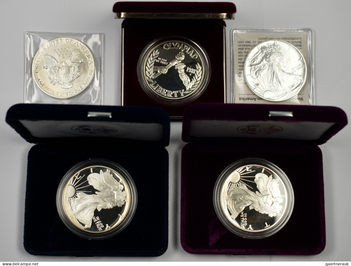 Vereinigte Staaten Von Amerika: Silver Eagle: 1990 + 1991 In St Sowie 1993 + 199 - Andere & Zonder Classificatie