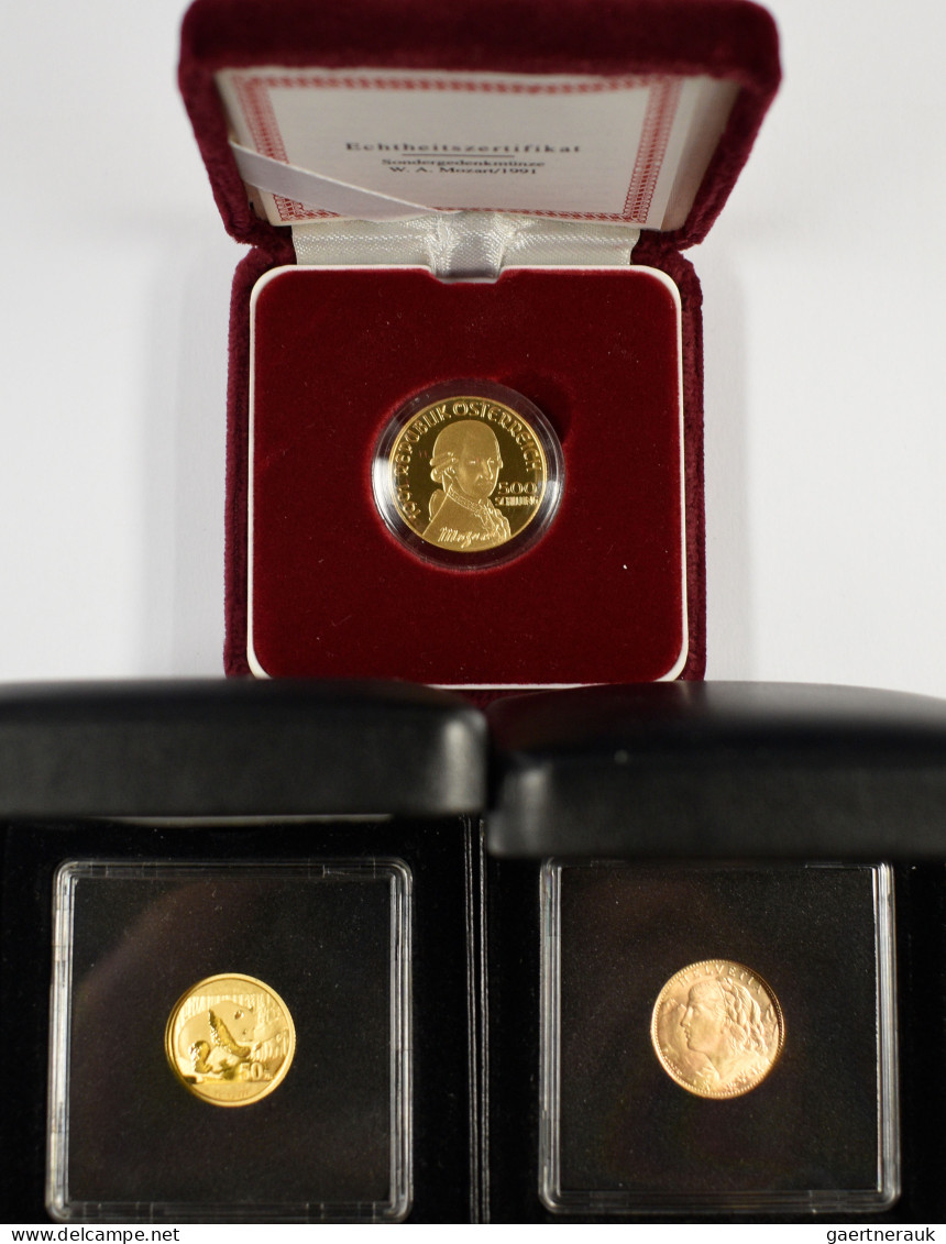Alle Welt  - Anlagegold: Lot 3 Goldmünzen, Dabei China 50 Yuan 2016; Österreich - Other & Unclassified