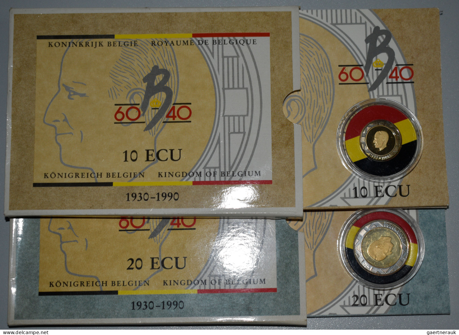 Belgien: Baudouin I. 1951-1993: 10 Ecu + 20 Ecu 1990, 60. Geburtstag. Bimetall, - Andere & Zonder Classificatie