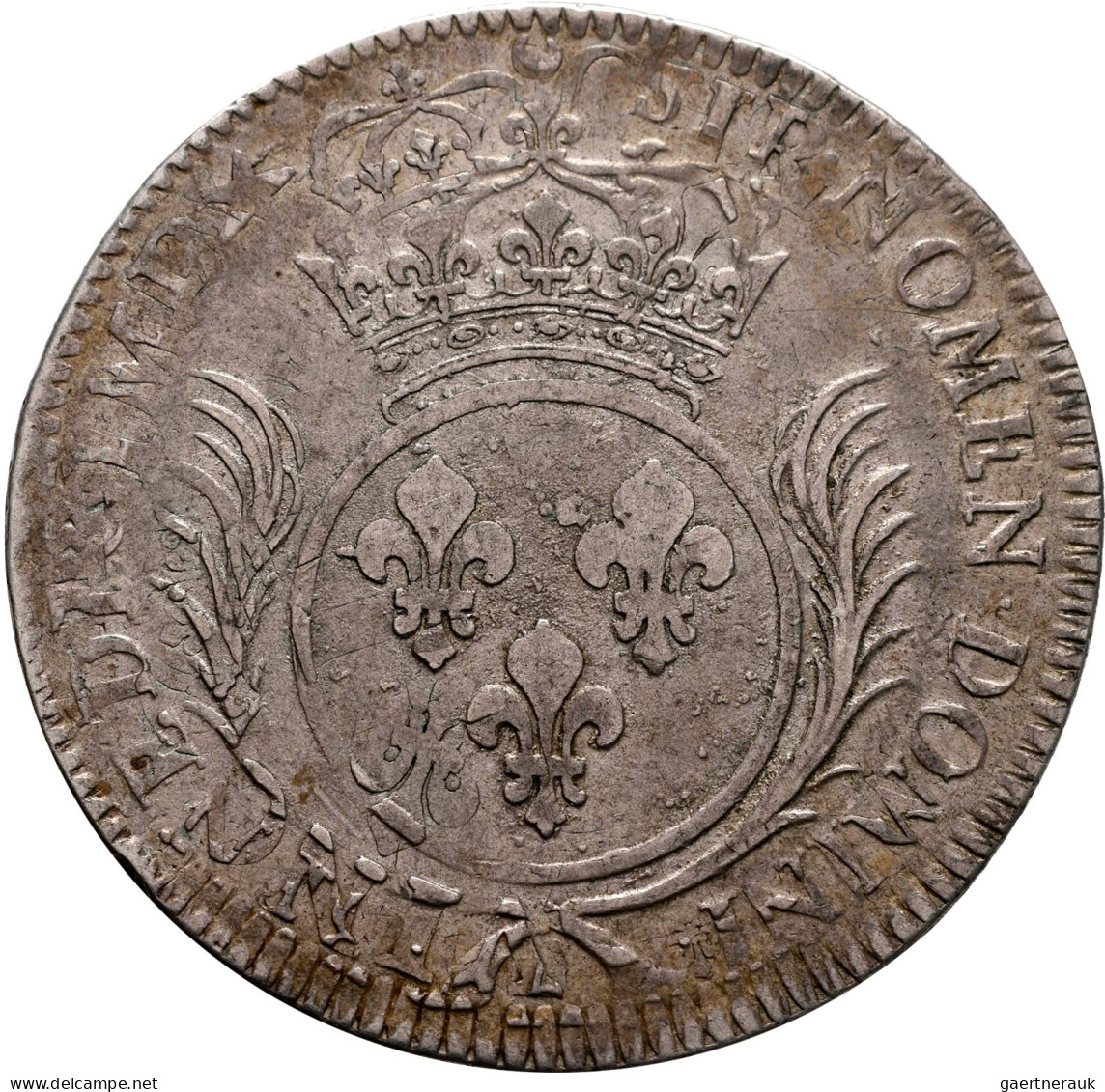 Frankreich: Louis XIV. 1643-1715: Ecu Aux Palmes 1690 L, 26,33 G. Sehr Schön. Da - Autres & Non Classés