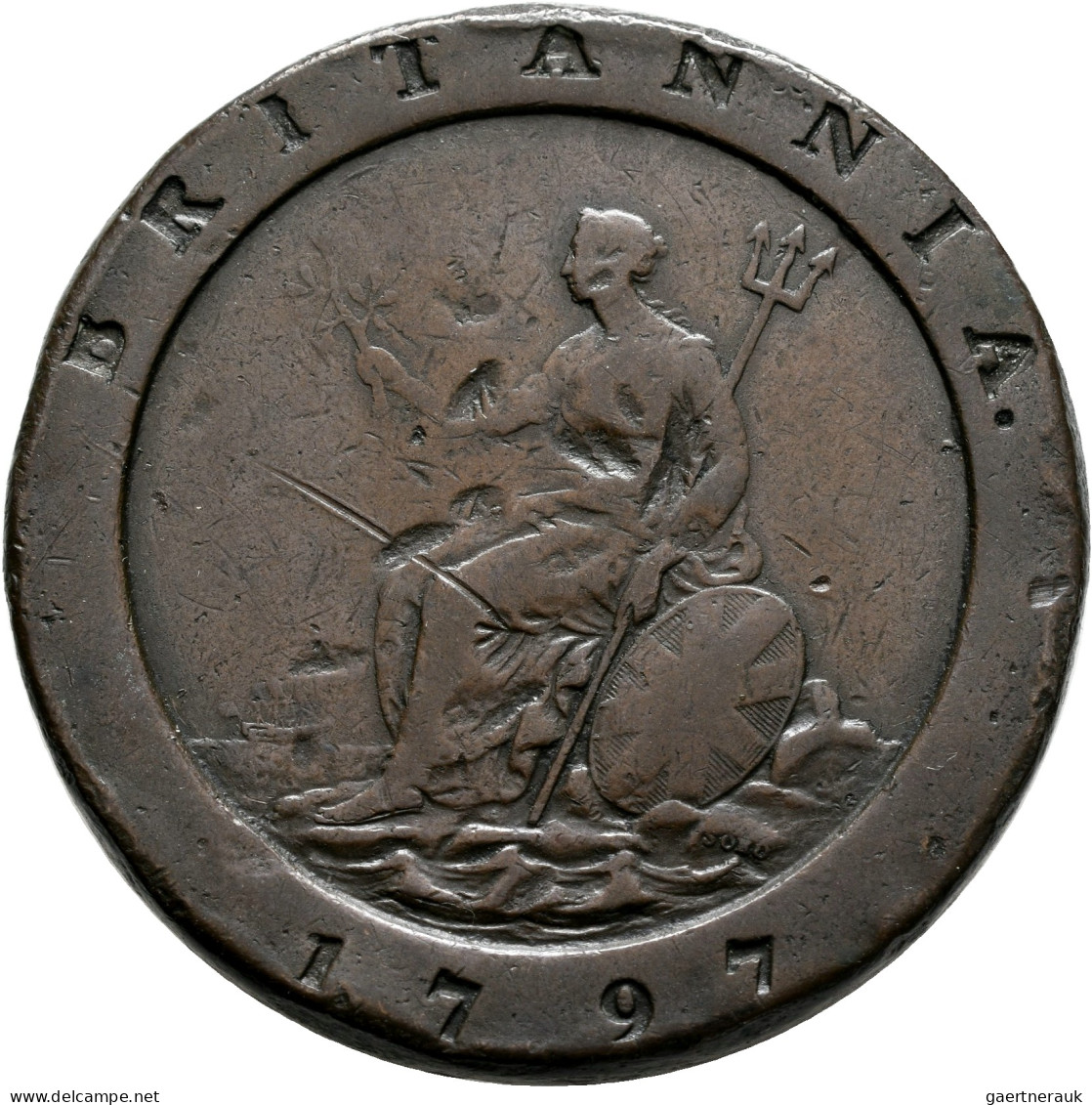 Großbritannien: Georg III. 1760-1820: Cartwheel Twopence 1797. 56,6 G. KM# 619. - Other & Unclassified