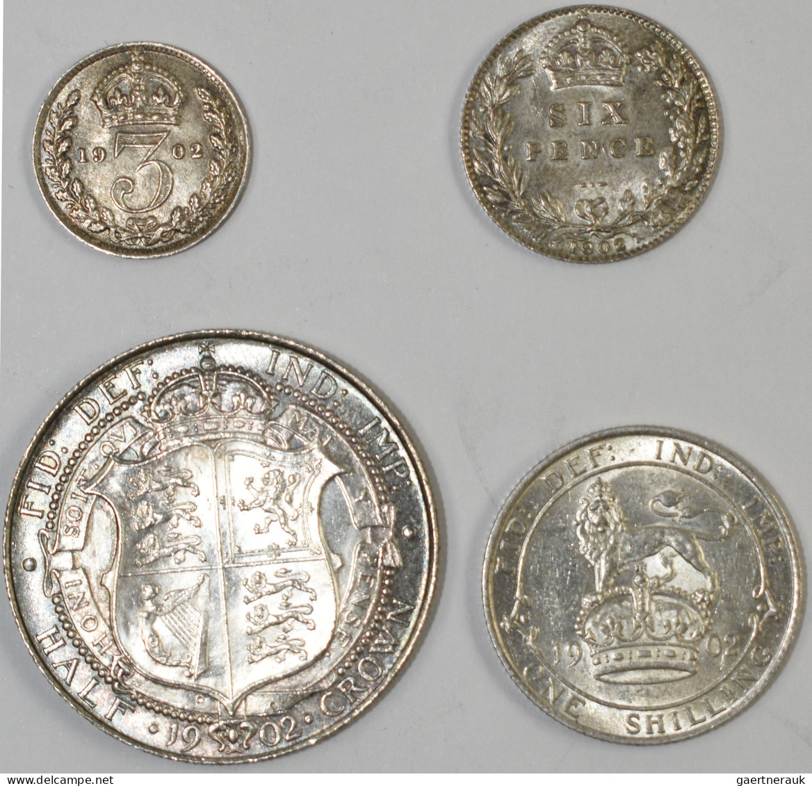 Großbritannien: Edward VII. 1902-1910: Kleines Lot Mit 3 Pence 1902 (KM# 797, Vz - Andere & Zonder Classificatie