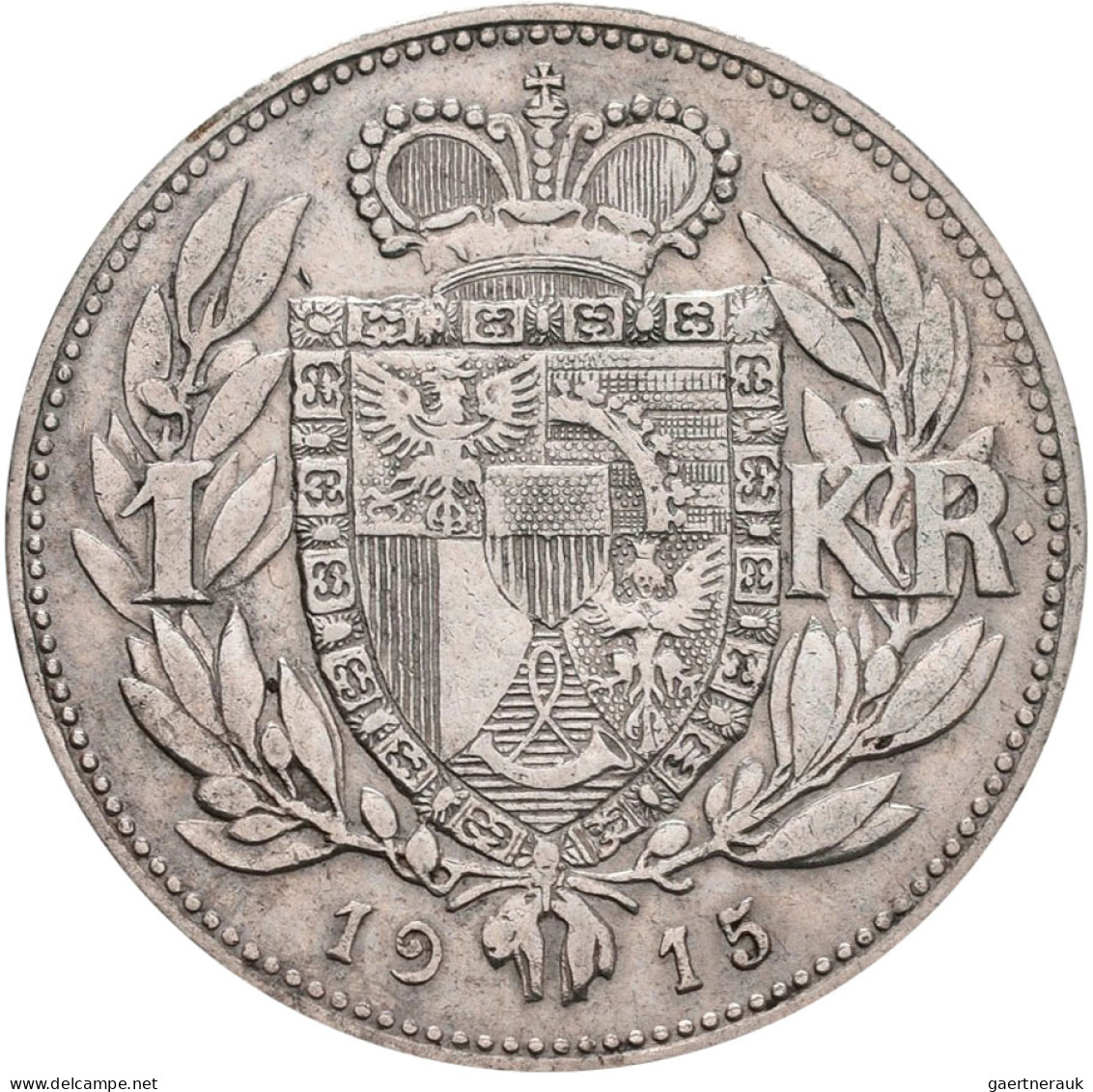 Liechtenstein: Johann II. 1858-1929: 2 Kronen 1915. KM# Y3, JMZ 2-1377. Selten, - Liechtenstein