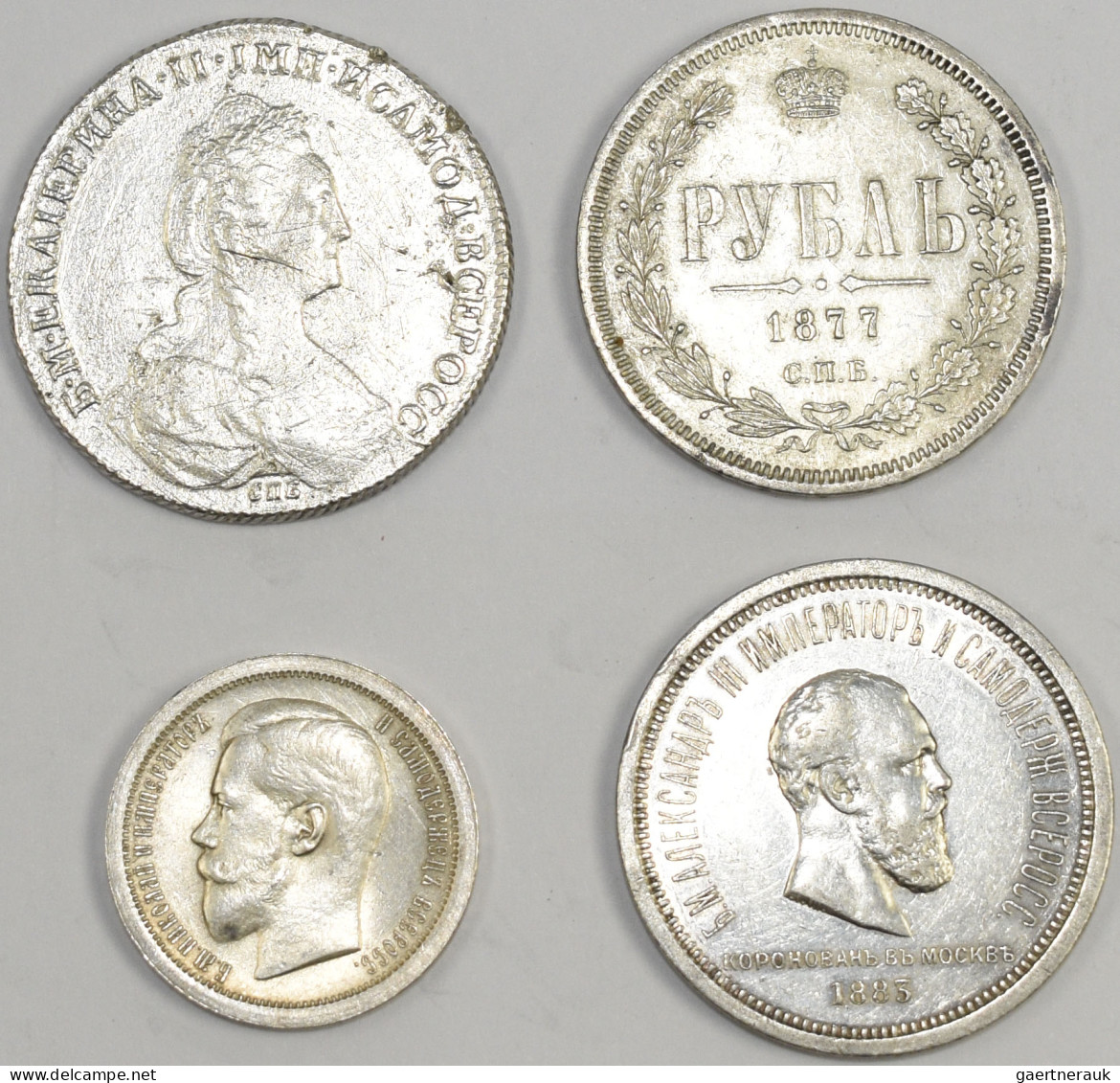 Russland: Lot 3 Münzen, Dabei: Krönungsrubel 1883, 50 Kopeken 1896 Sowie Rubel 1 - Russland