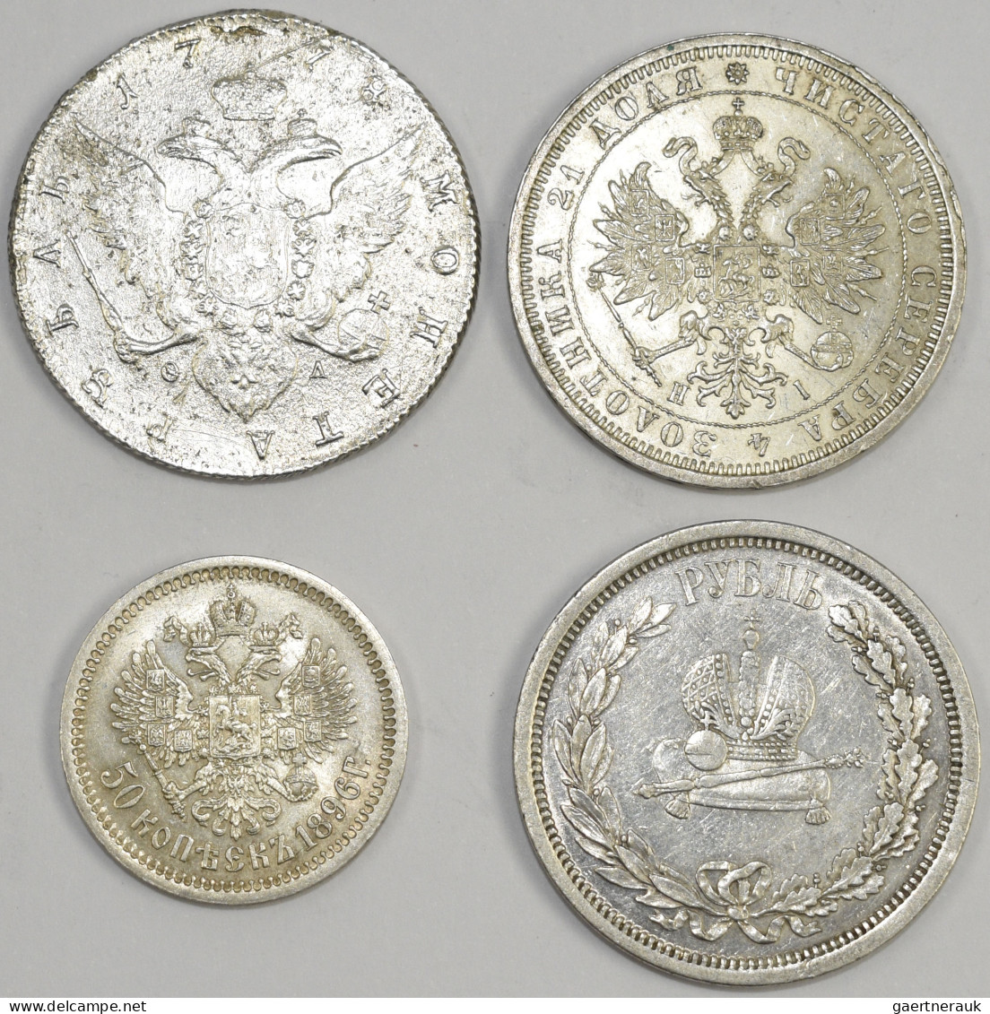 Russland: Lot 3 Münzen, Dabei: Krönungsrubel 1883, 50 Kopeken 1896 Sowie Rubel 1 - Russland