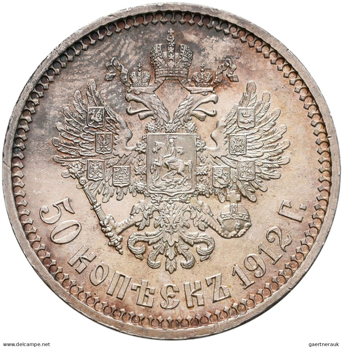 Russland: Nikolaus II. 1894-1917: 50 Kopeken 1912. KM# Y 58.2, Bitkin 91. 9,94 G - Russland