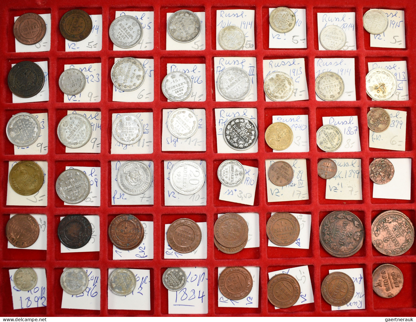 Russland: Auf Zwei Lindnerboxen Verteilte Sammlung Mit 73 Münzen Des Zarenreiche - Russia