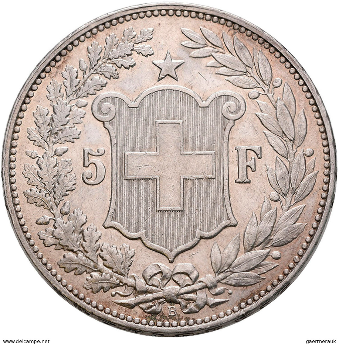 Schweiz: 5 Franken 1894, HMZ 2-1198f, Davenport 392, Kleine Kratzer, Fast Vorzüg - Autres & Non Classés