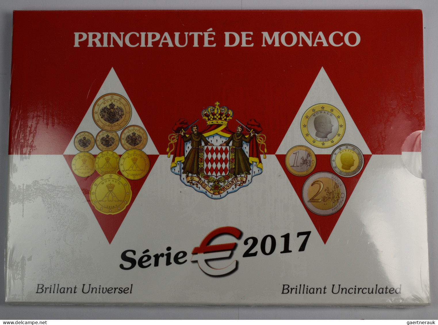 Monaco: Albert II. 2005-,: Kursmünzensatz 2017, 1 Cent Bis 2 Euro, Im Folder Wie - Monaco