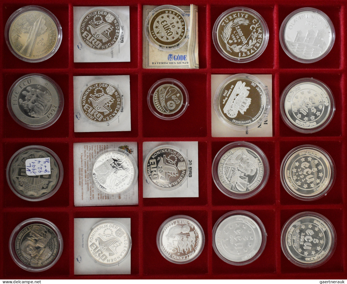 Medaillen - ECU: 4 Lindner Boxen Mit 100 ECU/EURO Medaillen Und Münzen. Verschie - Other & Unclassified