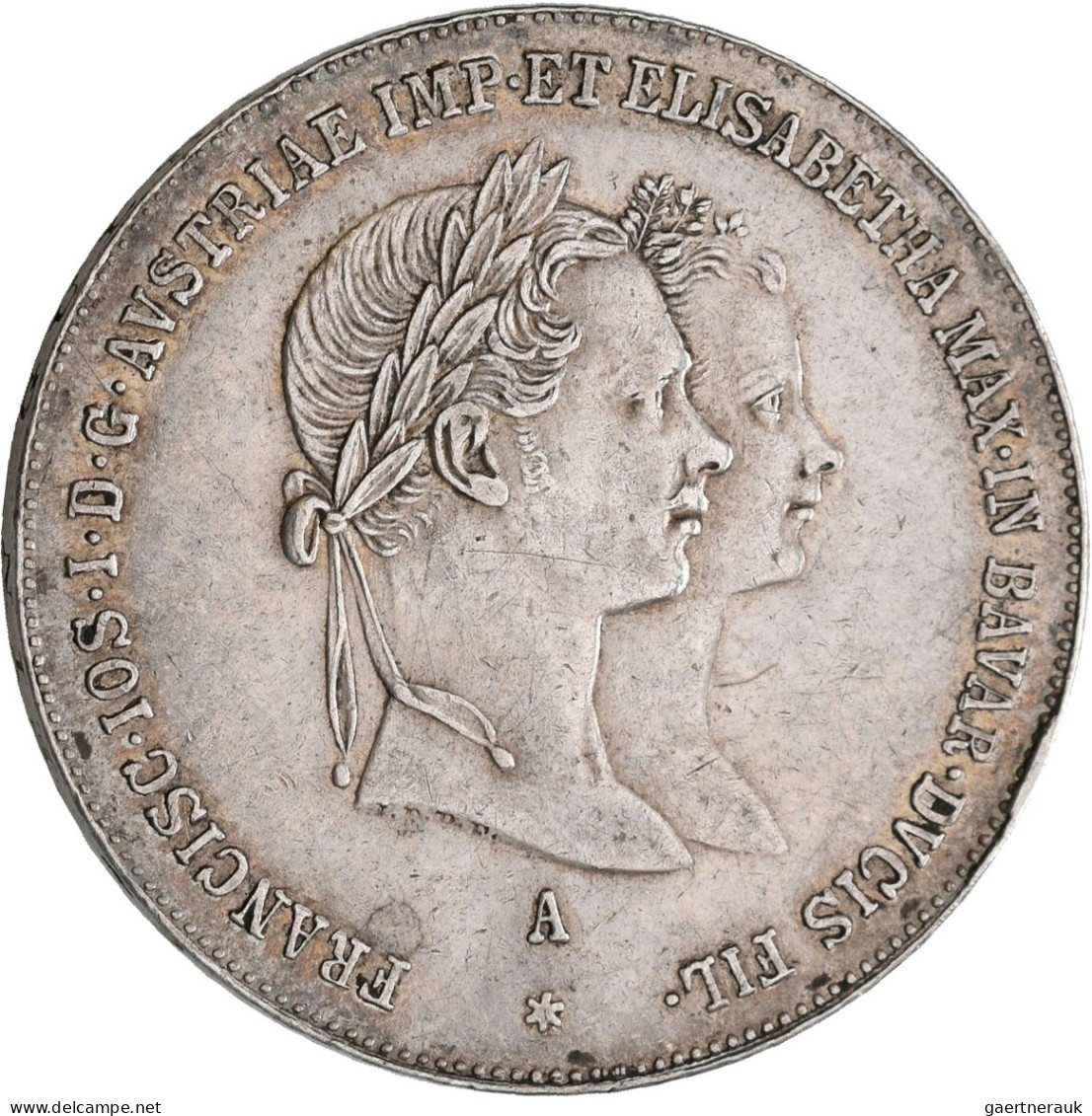 Haus Habsburg: Franz Joseph I. 1848-1916: Gulden 1854 A, Wien. Auf Die Hochzeit - Sonstige – Europa