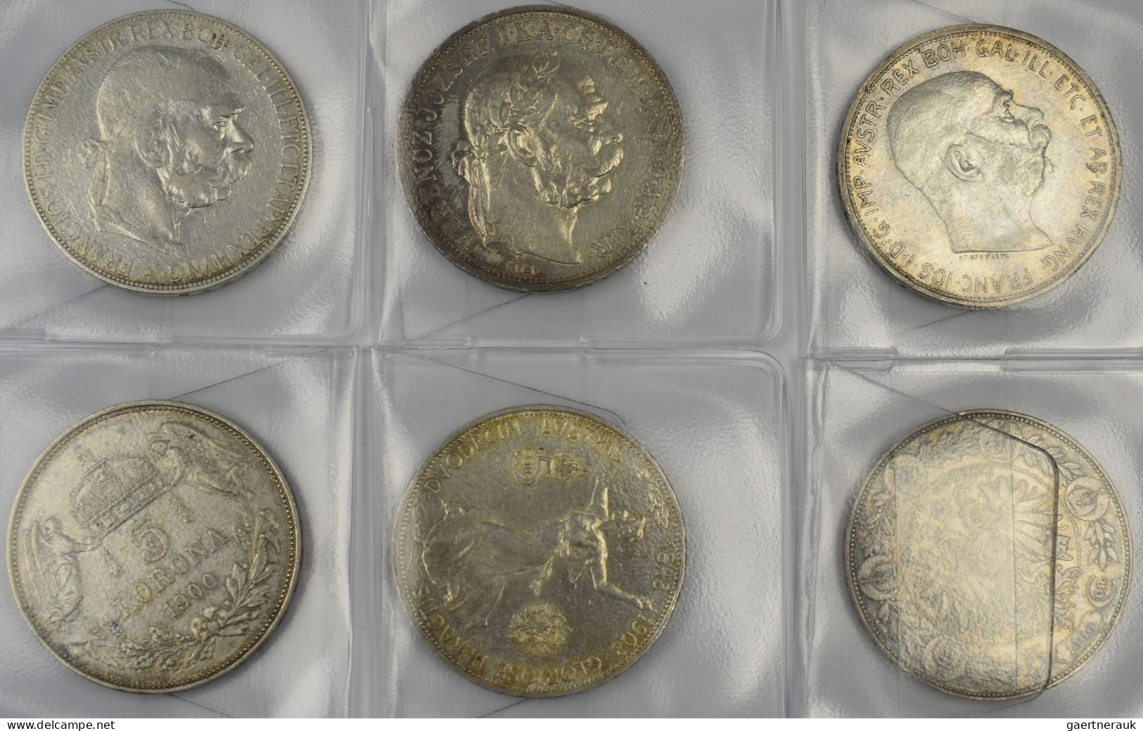 Haus Habsburg: Franz Joseph I. 1848-1916: Lot 6 Silbermünzen; 5 Kronen 1900 (2x) - Other - Europe