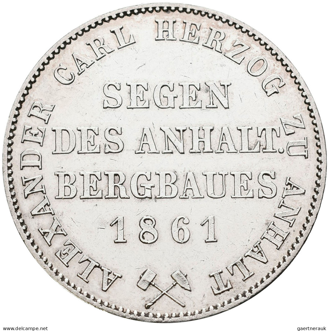 Anhalt-Bernburg: Alexander Carl 1834-1863: Taler 1861 A (Ausbeutetaler), Segen D - Sonstige & Ohne Zuordnung