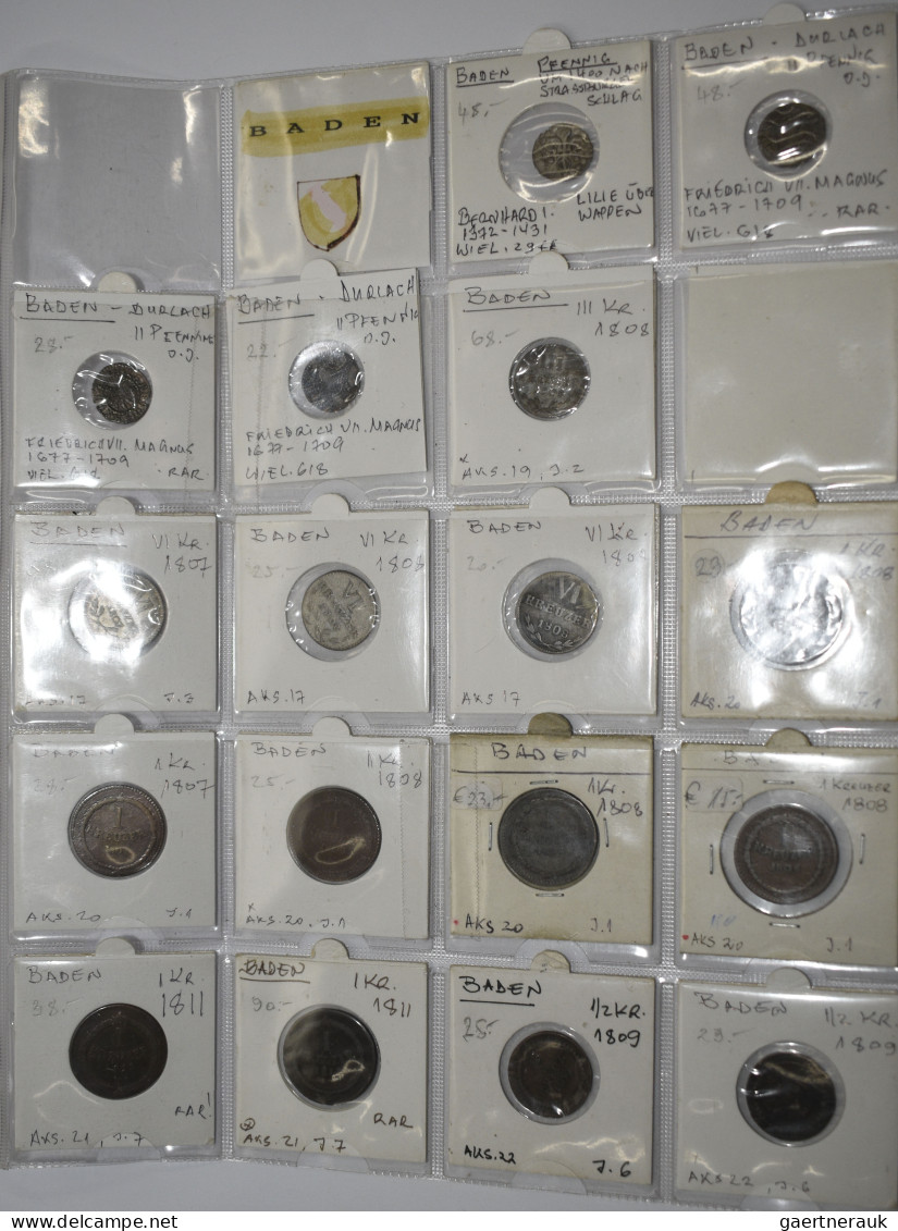 Baden: Lot Von Insgesamt 114 Kleinmünzen In Silber Und Kupfer, Meist Ab 1806 - 1 - Sonstige & Ohne Zuordnung