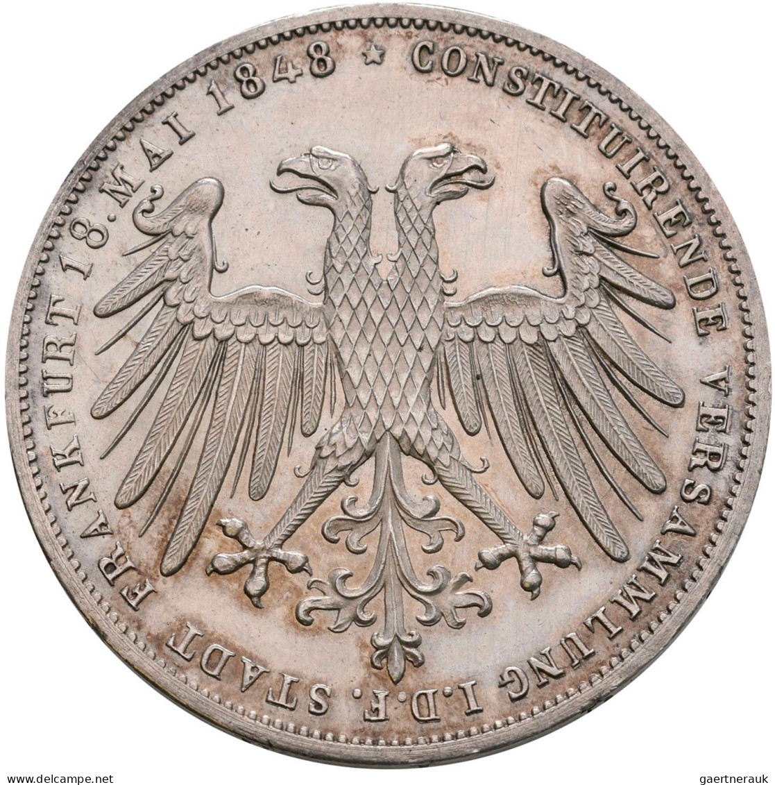 Frankfurt Am Main: Freie Stadt: 2 Gulden 1848, AKS 39, Jaeger 46, Winzige Kratze - Sonstige & Ohne Zuordnung