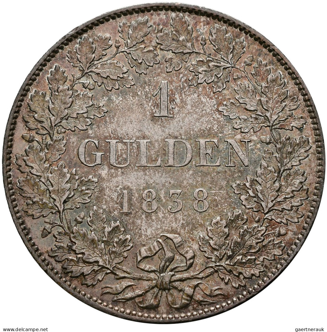 Nassau: Wilhelm 1816-1839: Gulden 1838, AKS 43, Jaeger 44, Prachtvolle Patina, V - Altri & Non Classificati