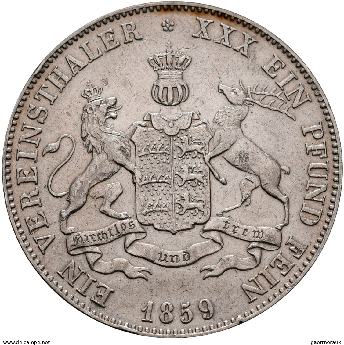 Württemberg: Wilhelm I. 1816-1864: Taler 1859 (Vereinstaler). AKS 77, Jaeger 83, - Autres & Non Classés